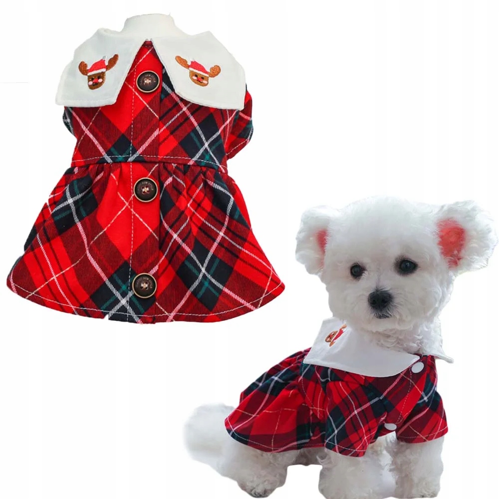 

Świąteczna sukienka w kratę dla psa Aris Czerw M