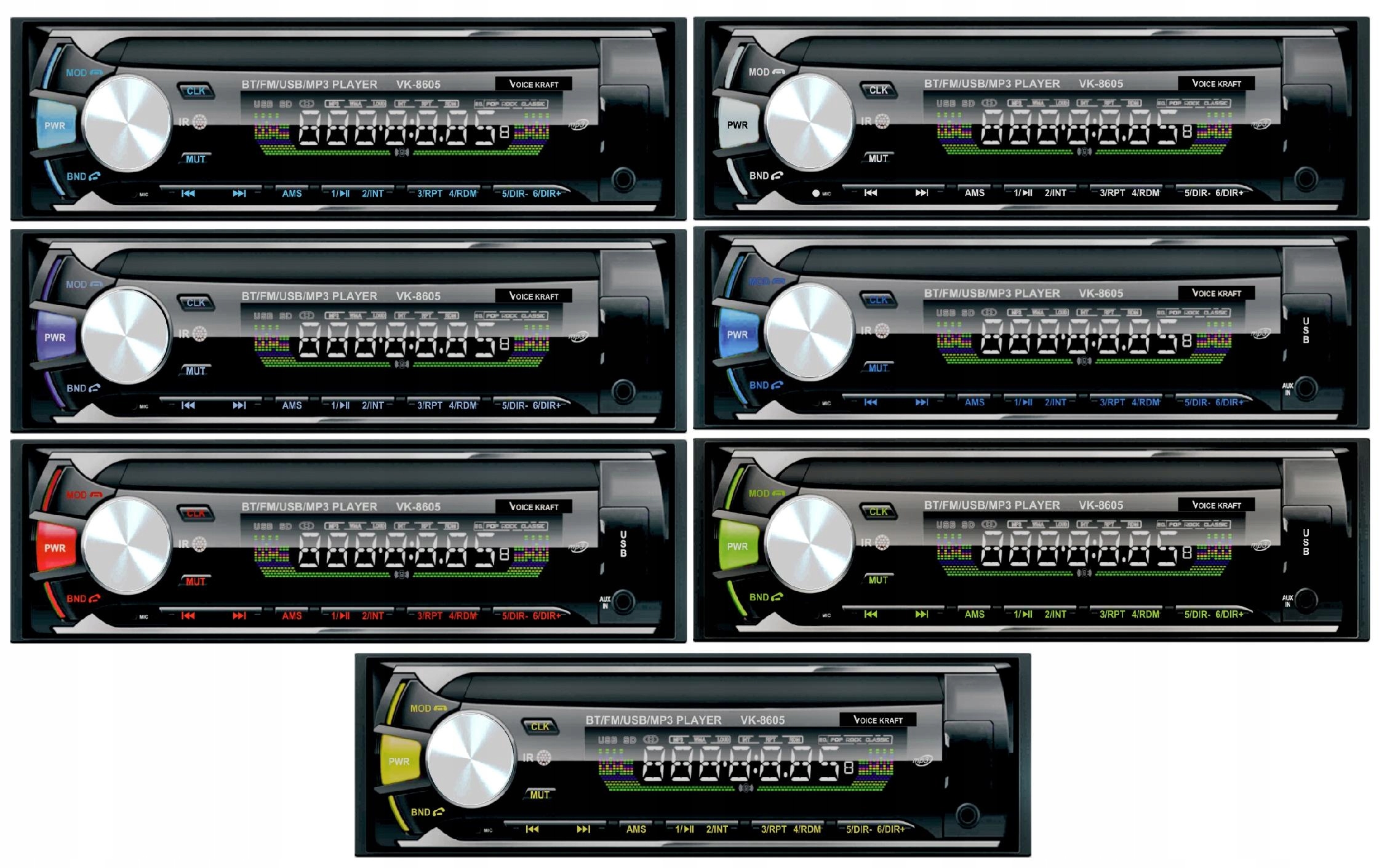 RADIO SAMOCHODOWE USB BLUETOOTH MULTIKOLOR PILOT Radio pasmo AM pasmo FM