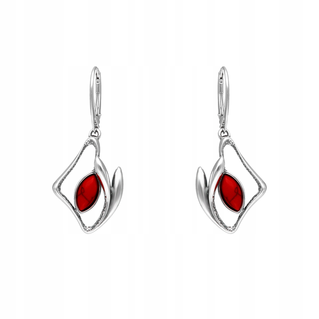 Náušnice s korálem, oxidované stříbro