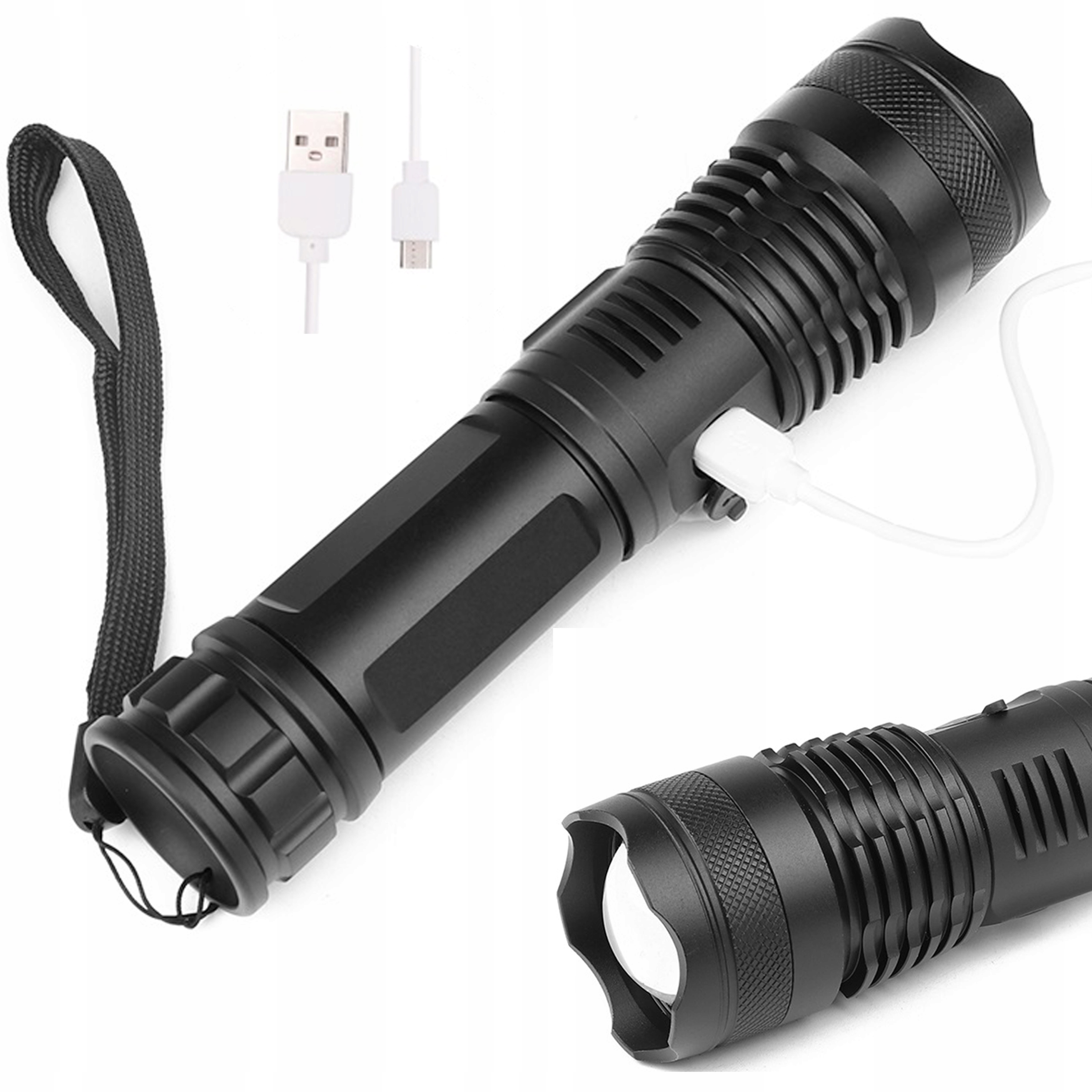 

Latarka Taktyczna Mocna Led XHP50 Zoom Usb +1,5km