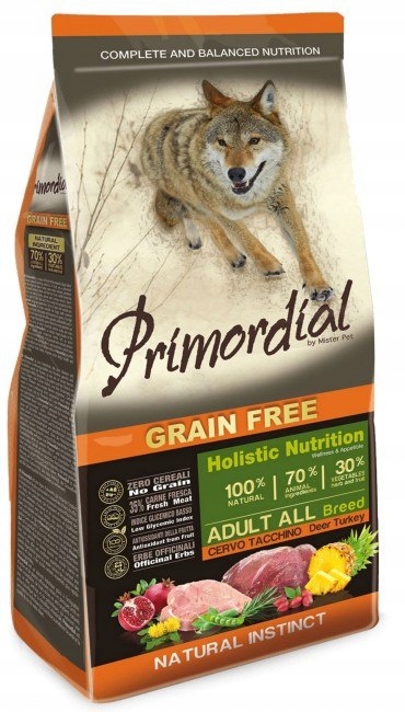 Primordial Dog Adult Grain Free s jelenem a krůtou 12 kg
