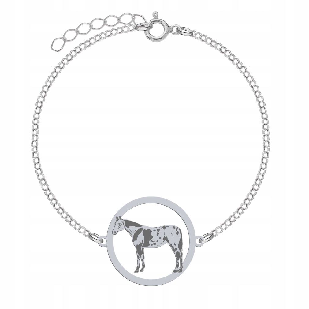 Stříbrný náramek s koněm Appaloosa 925 Řetízek Šperky Dárek Gravírování