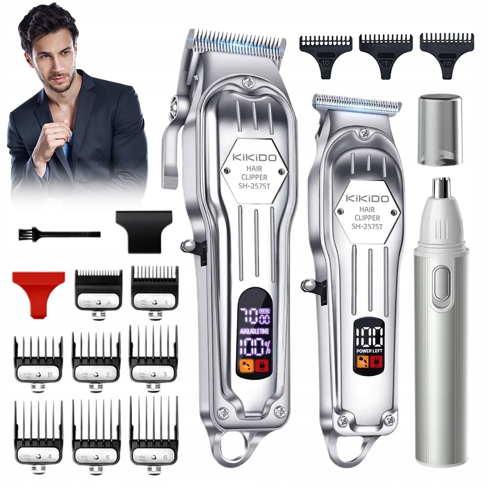 Zestaw Barberski Maszynka Trymer Akumulatorowy Ładowanie Usb Bedee