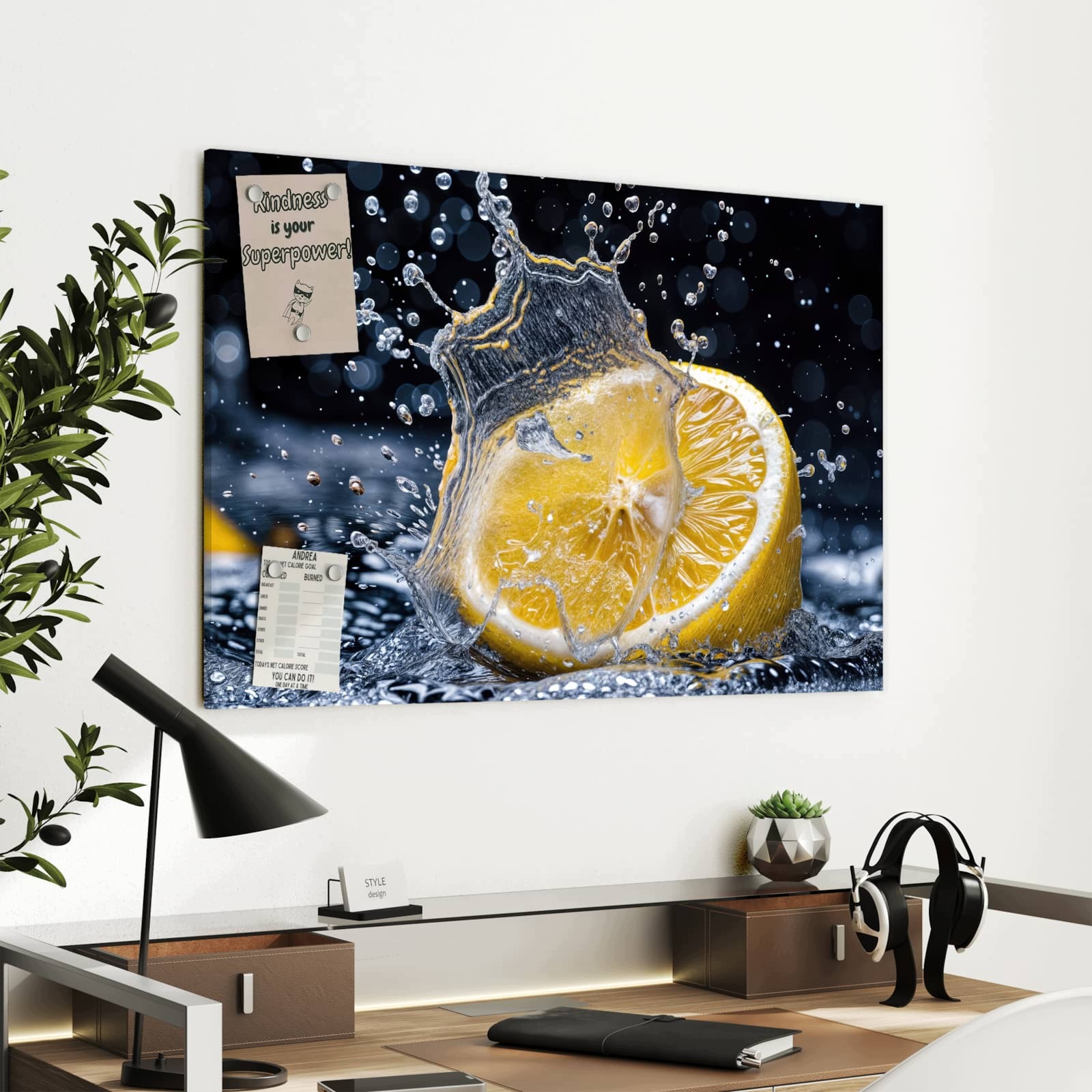 Magnetická tabule Cákance citronu 90 × 60 cm