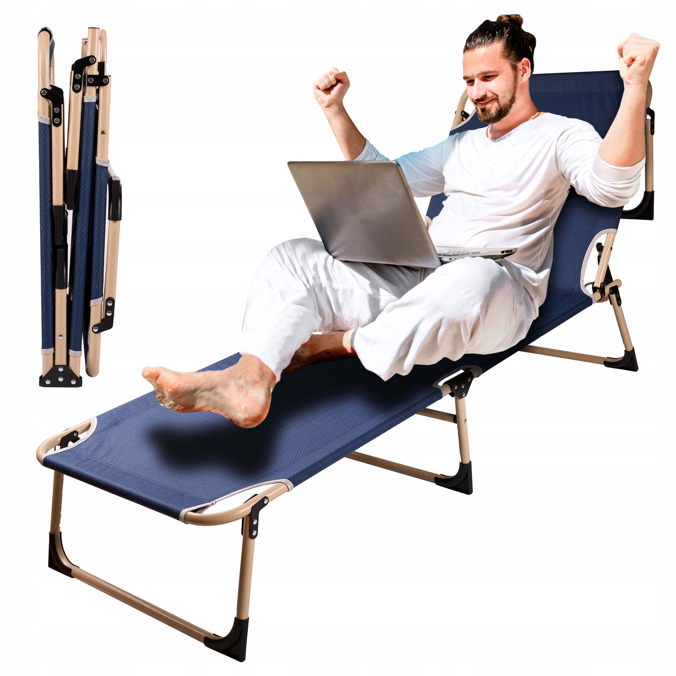 Łóżko Turystyczne Polowe Składane Leżak Kanadyjka 193 CM Przenośne Mocne