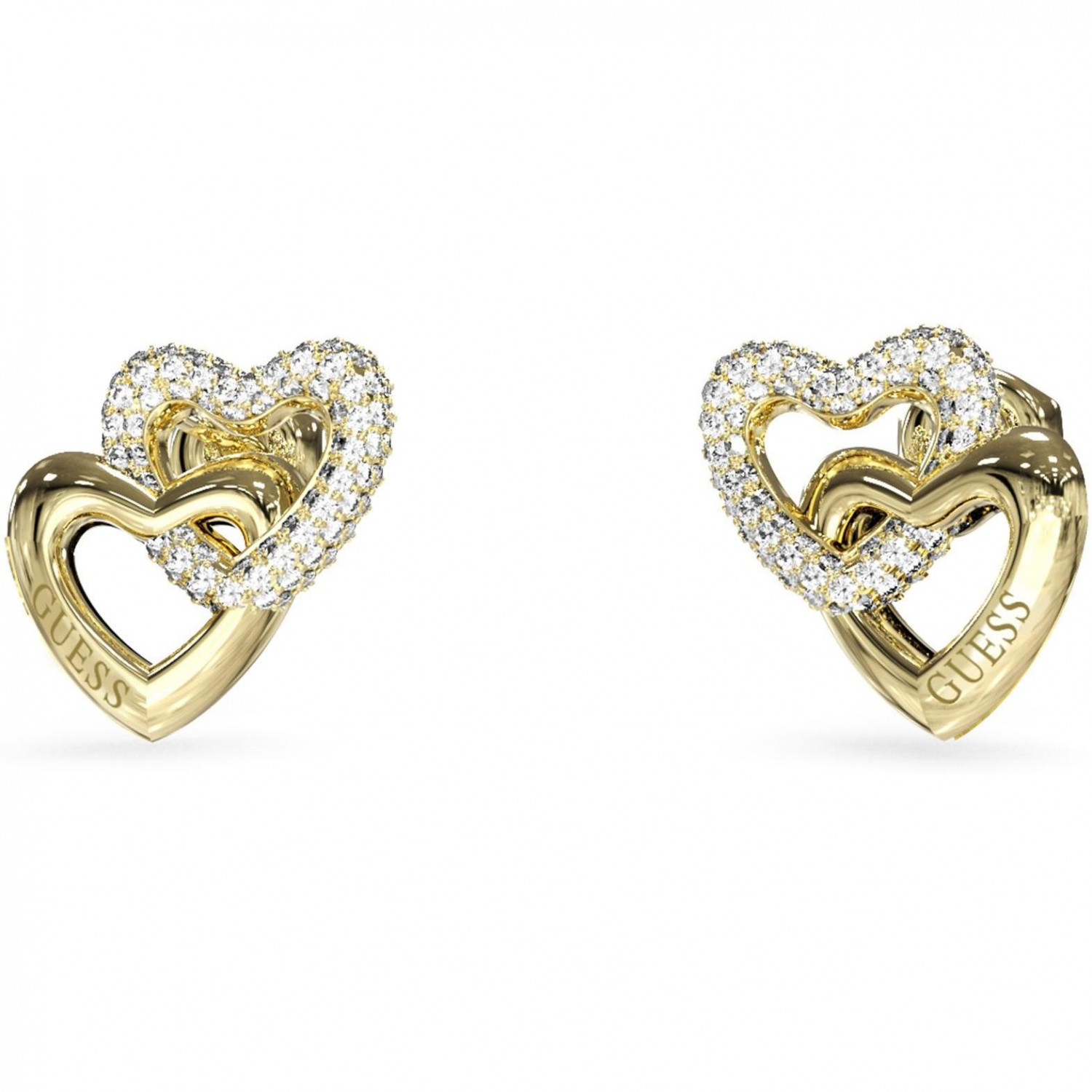 Náušnice zlaté Guess zirkon srdce