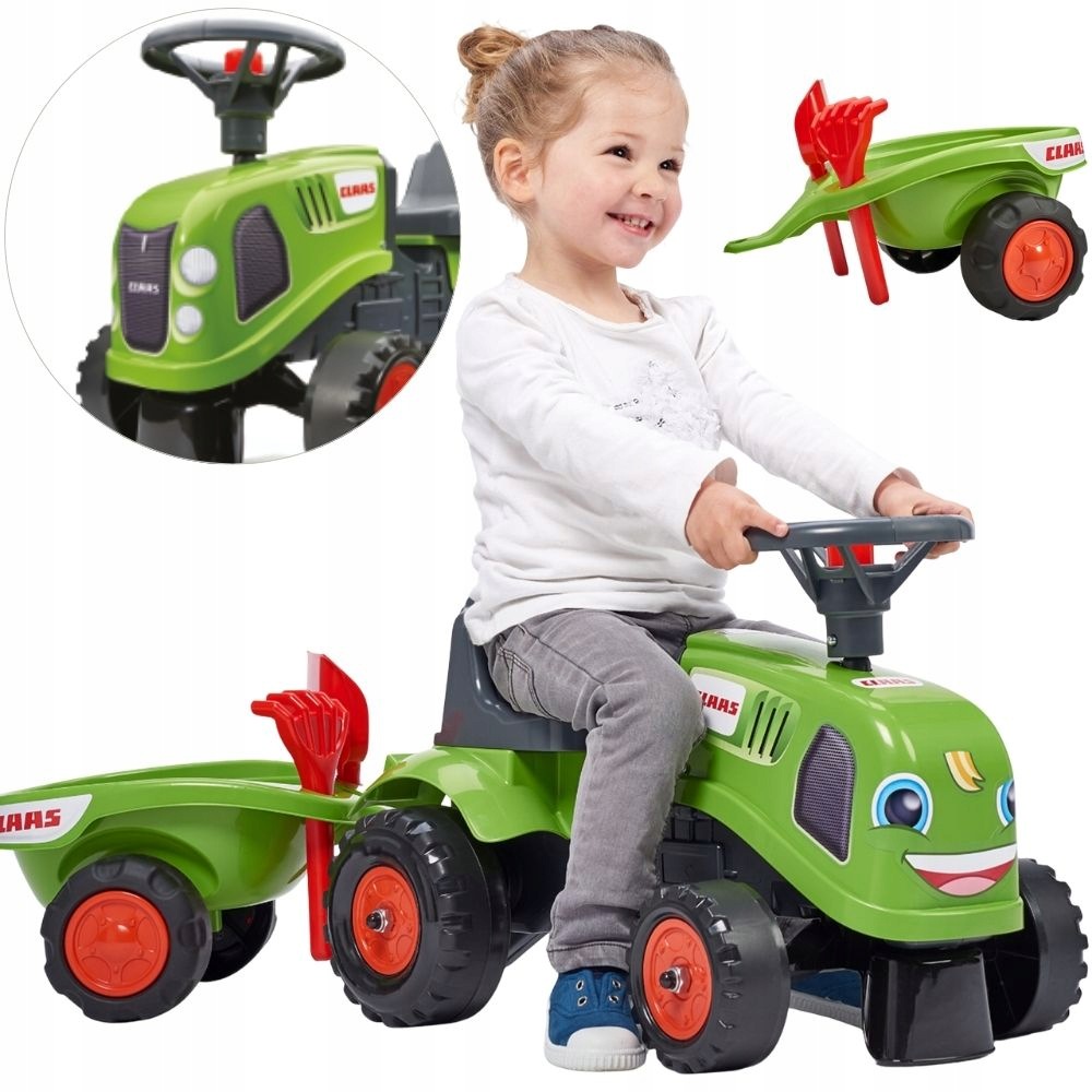 Traktorek Jeździk Z Przyczepką Baby Class Klakson Grabki Łopatka Falk
