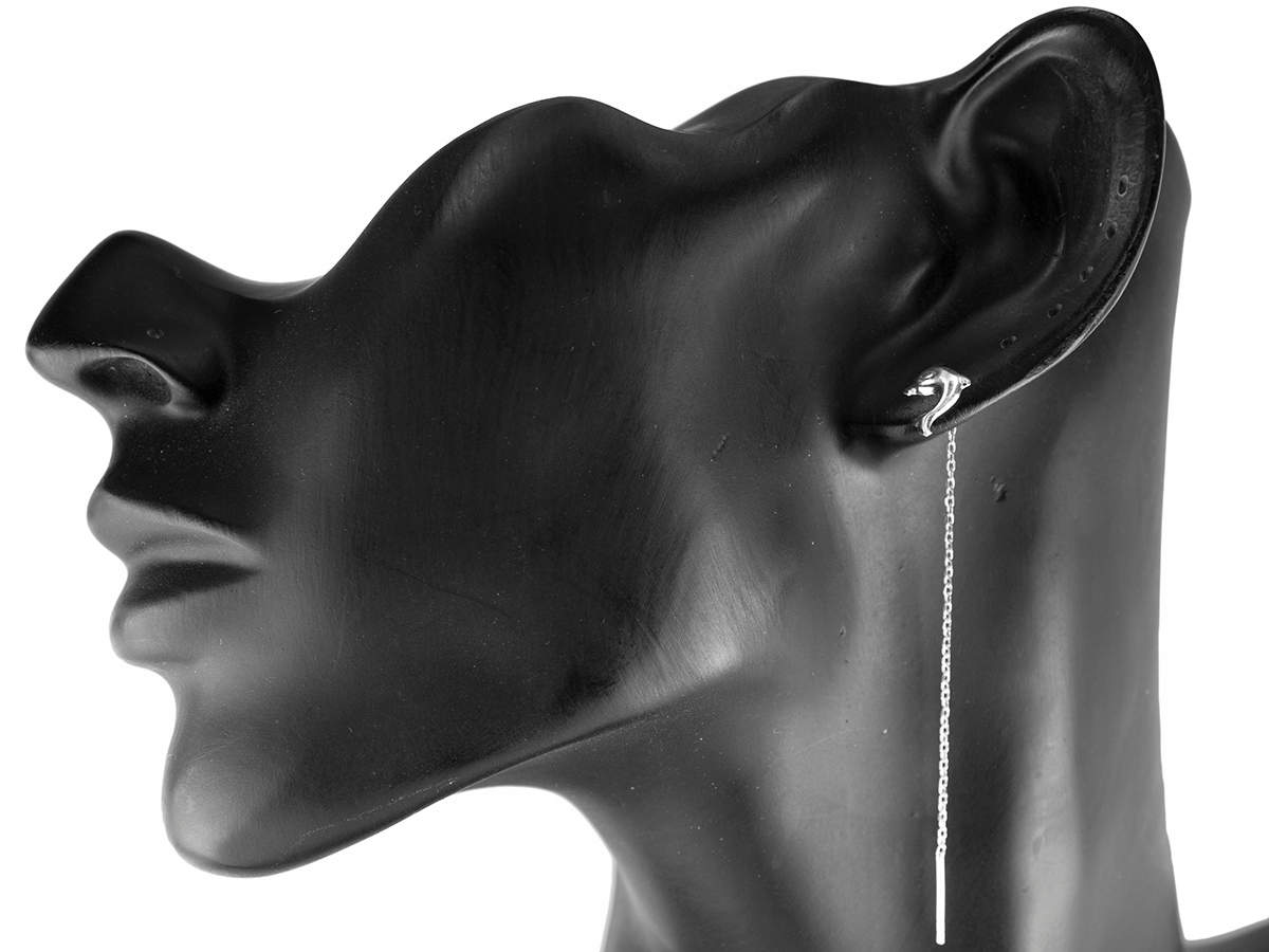 VERSIL kolczyki przeciągane delfiny srebro 925