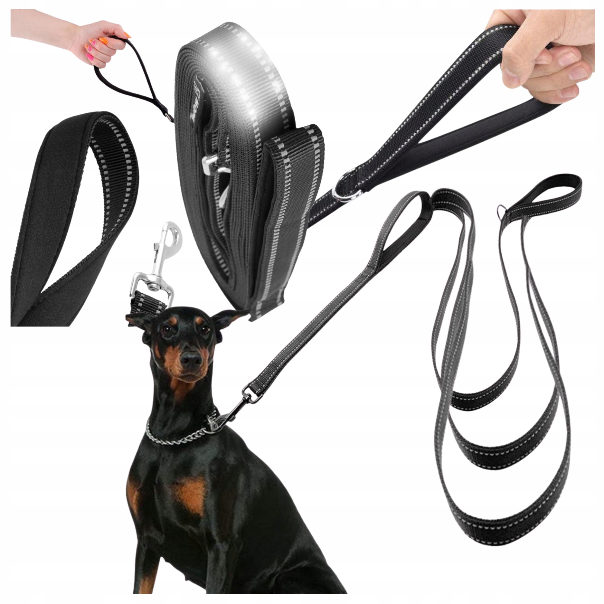 Levně Vodítko Pro Psa Dlouhé, Reflexní, Silné, Pohodlné, Měkké Rukojeti 5 M