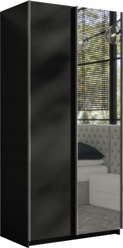 

Szafa 100 CM Czarna Z Lustrem Przesuwna Rick 100