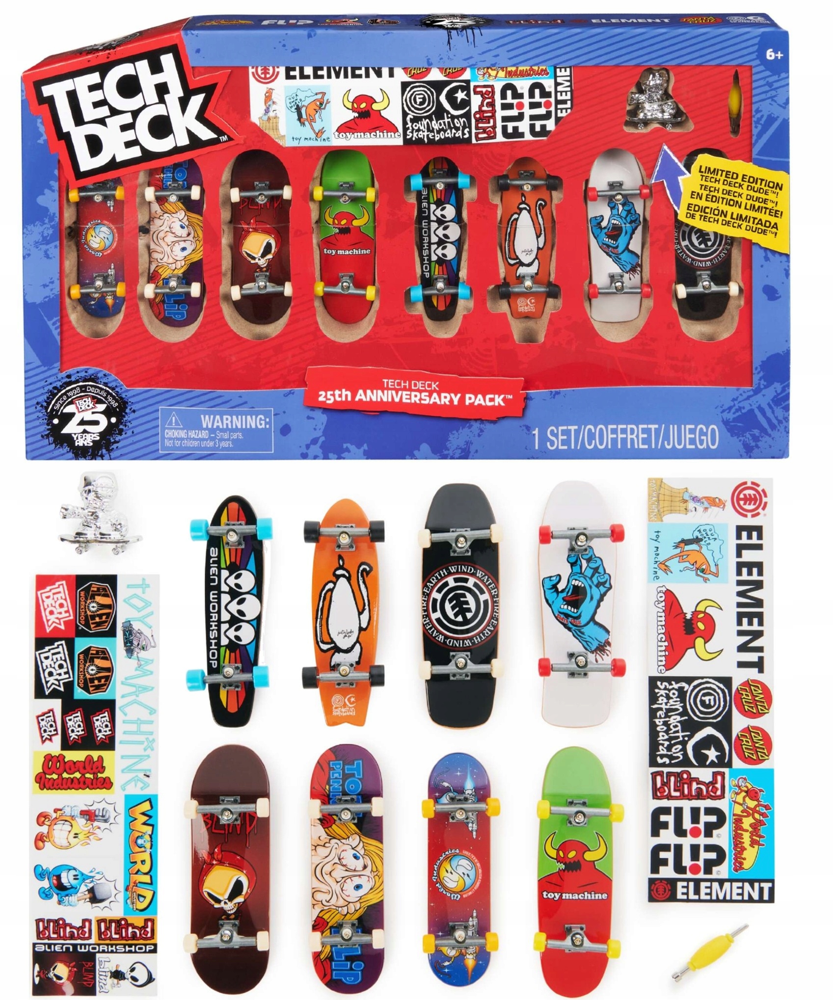 Zestaw 8 Deskorolek Fingerboard Flip Element Blind Toy Machine Tech Deck