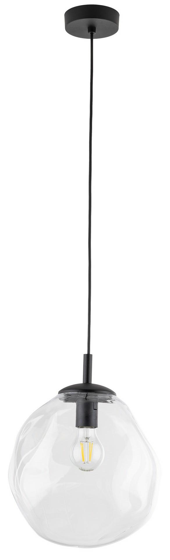 Závesná lampa Sol čierna Transparentná sklenená 1xE27 25 cm stropná