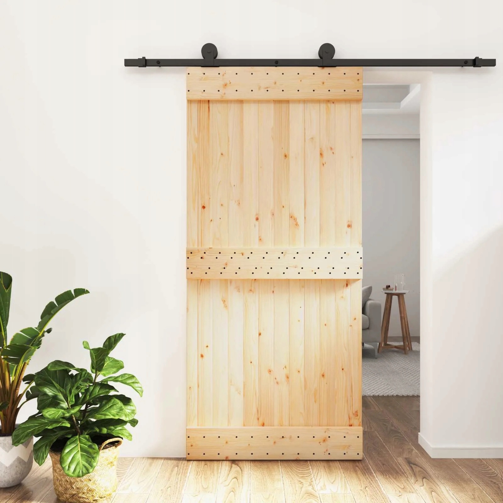 vidaXL Posuvné dveře Přirozená a černá 95 x 210 cm