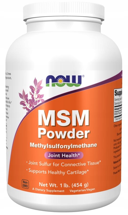 NOW FOODS MSM Powder 454g STAWY CHRZĄSTKI 733739021267 14243757363