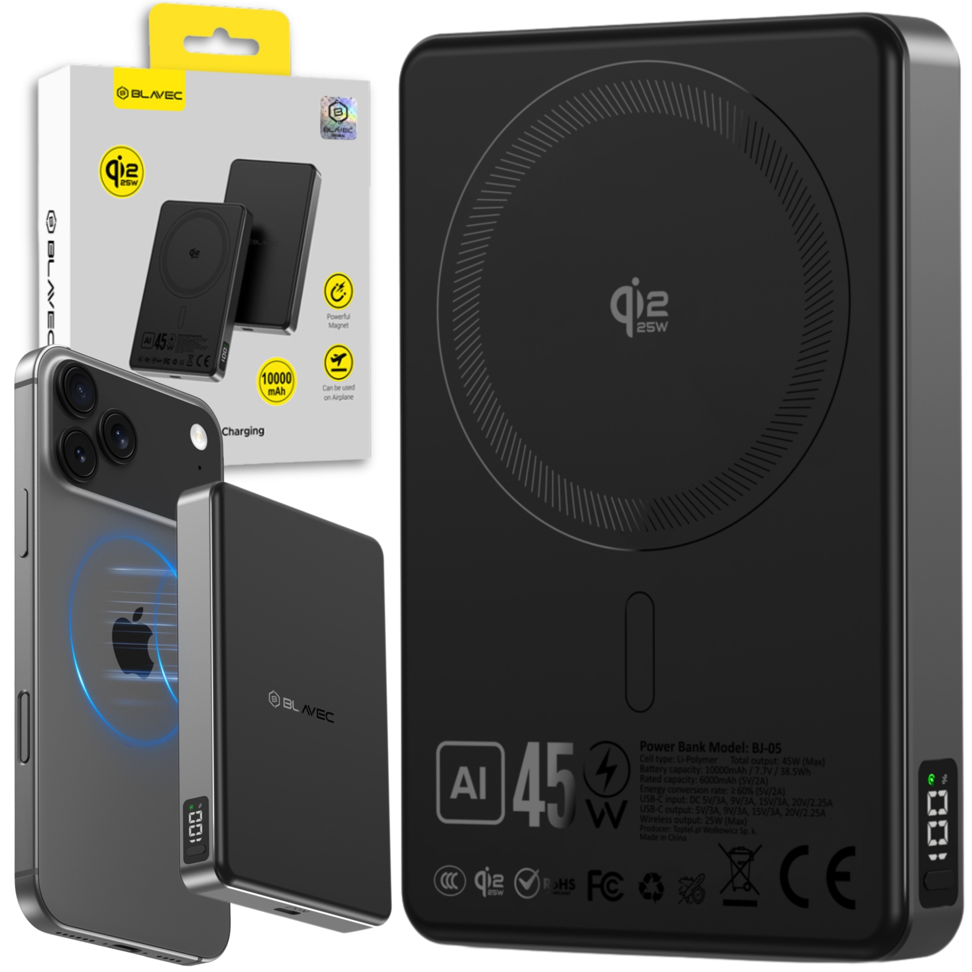 Rýchla powerbanka Magsafe Magnetická indukcia pre iPhone Samsung 10K Qi2 25W