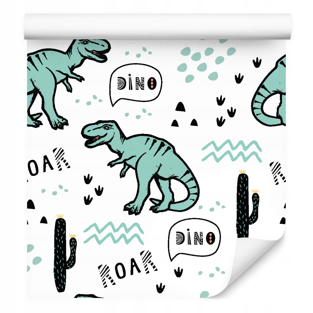 Tapeta s dinosaury, kaktusy, do dětského pokoje