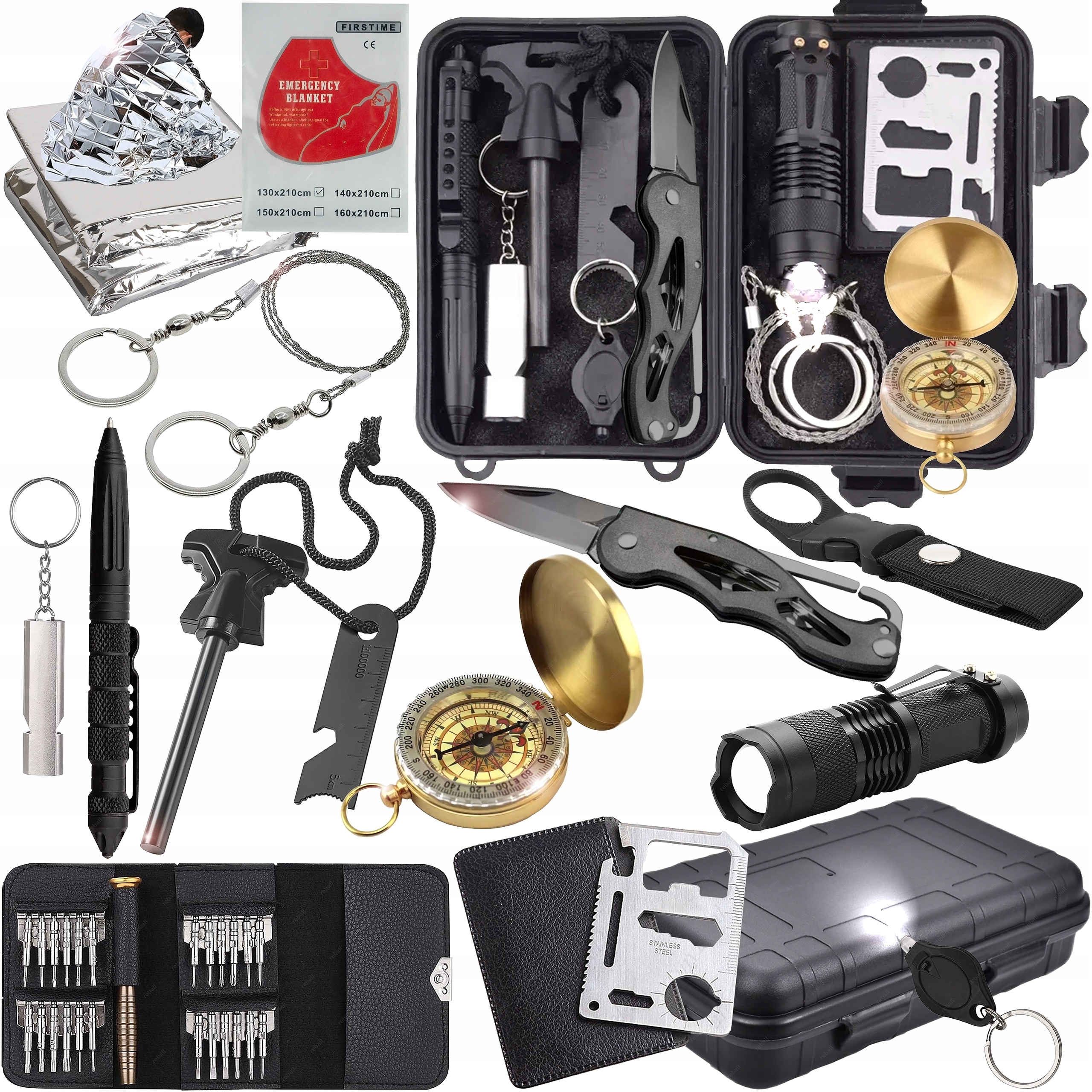 XXL Vojenský Survivalový Set Přežití Kit Nářadí 50v1