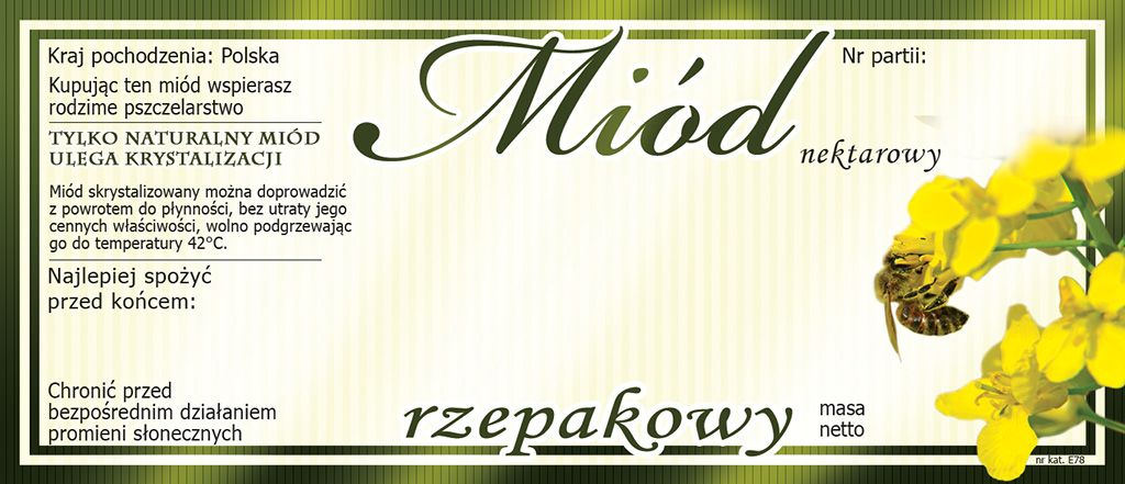 

Etykiety na miód rzepakowy (100szt) wzór E78