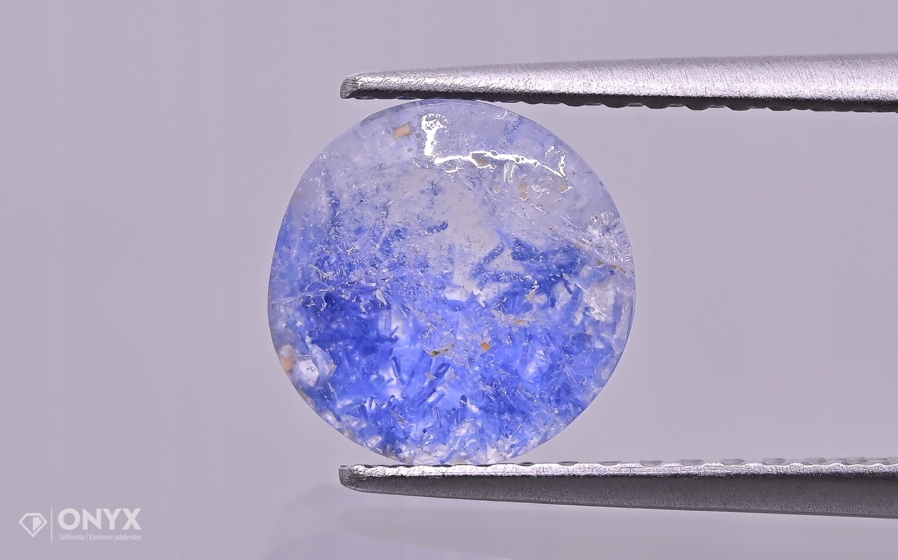 Křemen s dumortieritem kabošon kulatý fi 7,5 mm