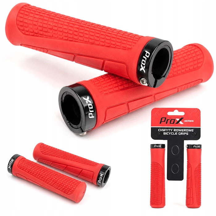 Chwyty ProX GP-34 130mm skręcane na imbus czerwone (na hulajnoge rower itp)