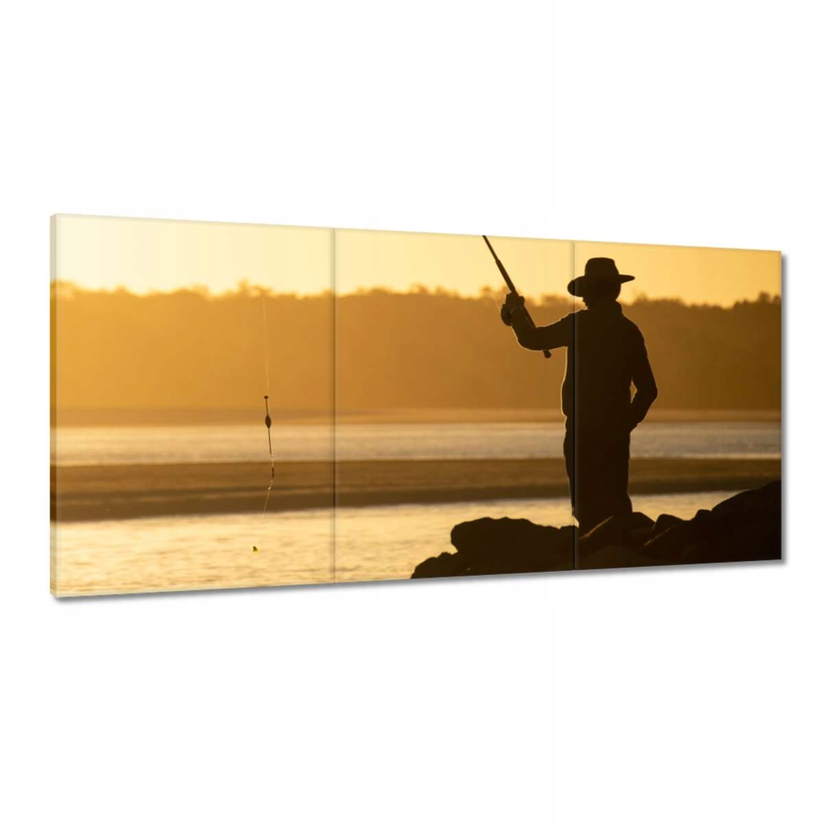 Obrazy 180x90 Rybár na morských skalách