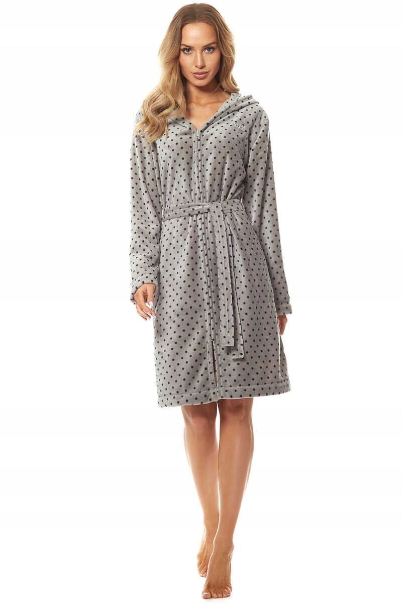 Dámský župan L&L Zppr 7119-vel.XL/44-46 s kapucí na zip