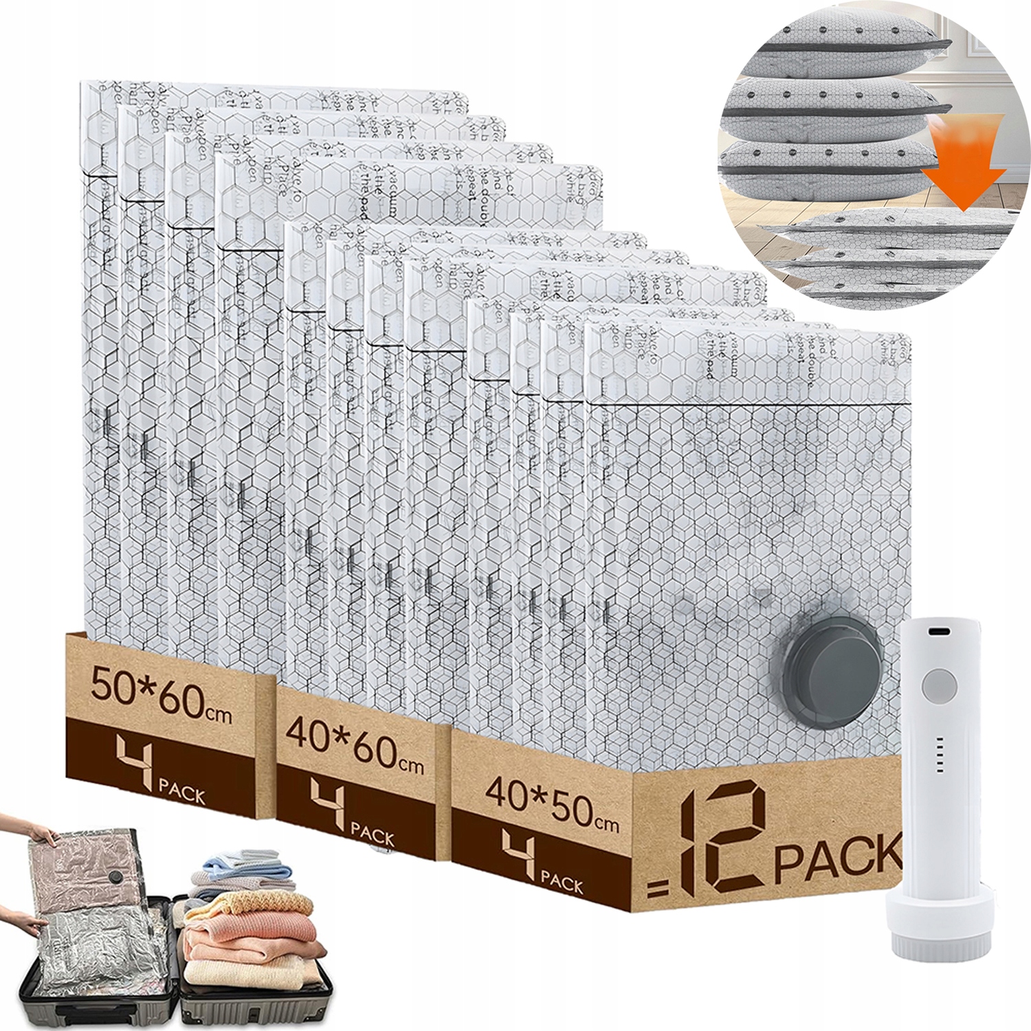 Vakuové Sáčky 3 Velikosti Na Deky, Hračky, Úspora Místa Ve Skříni