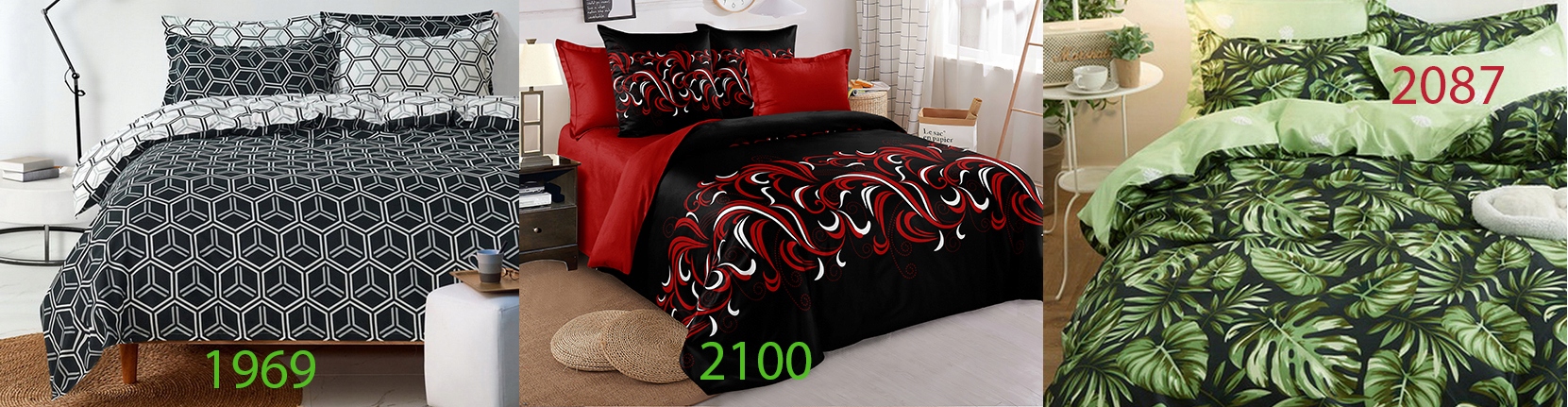 KOMPLET POŚCIELI BAWEŁNA 160x200cm nr 2087 Długość poszewki na kołdrę 200 cm