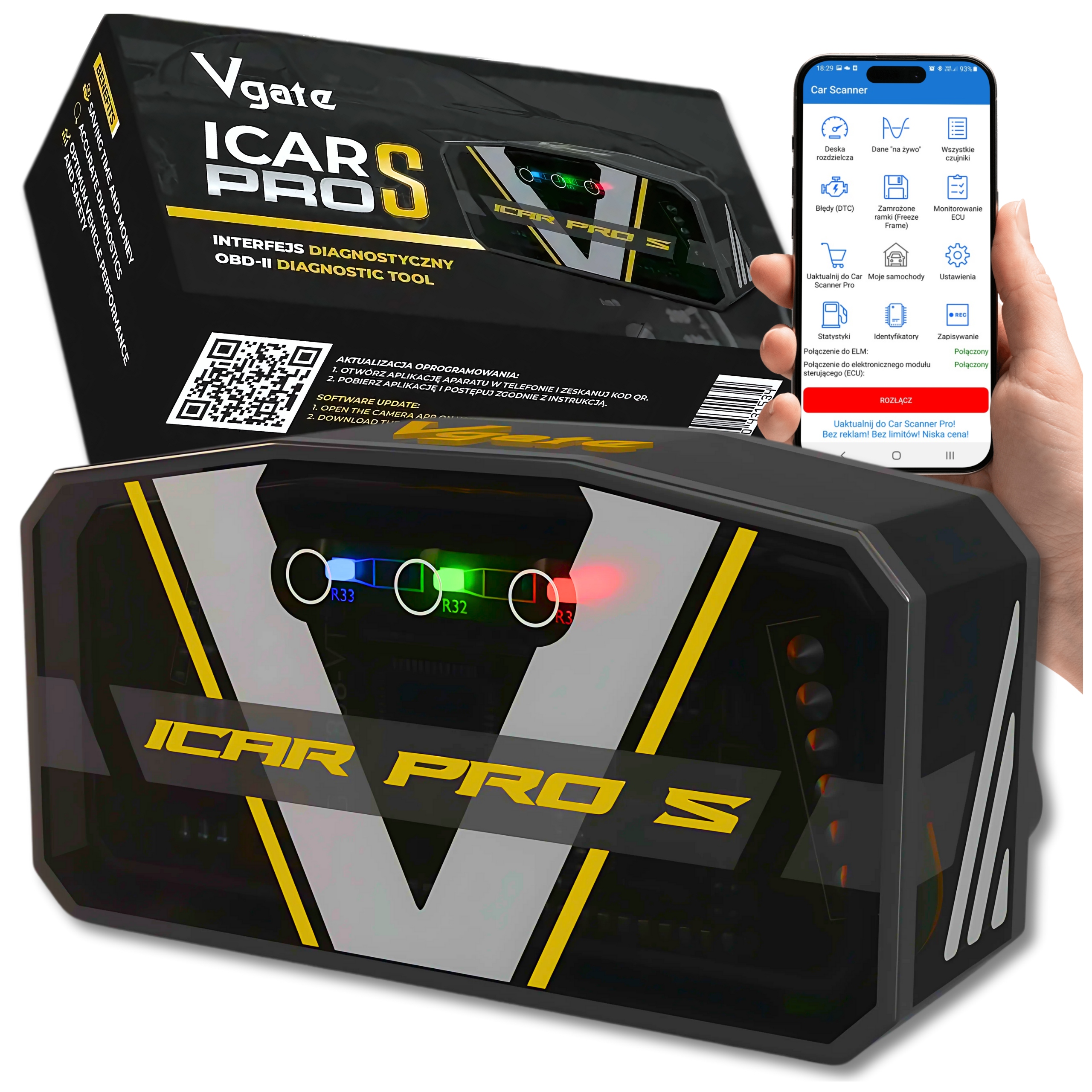 Diagnostické Rozhraní Vgate Icar Pro S BT5.3 OBD2 ELM327 Bluetooth Tester