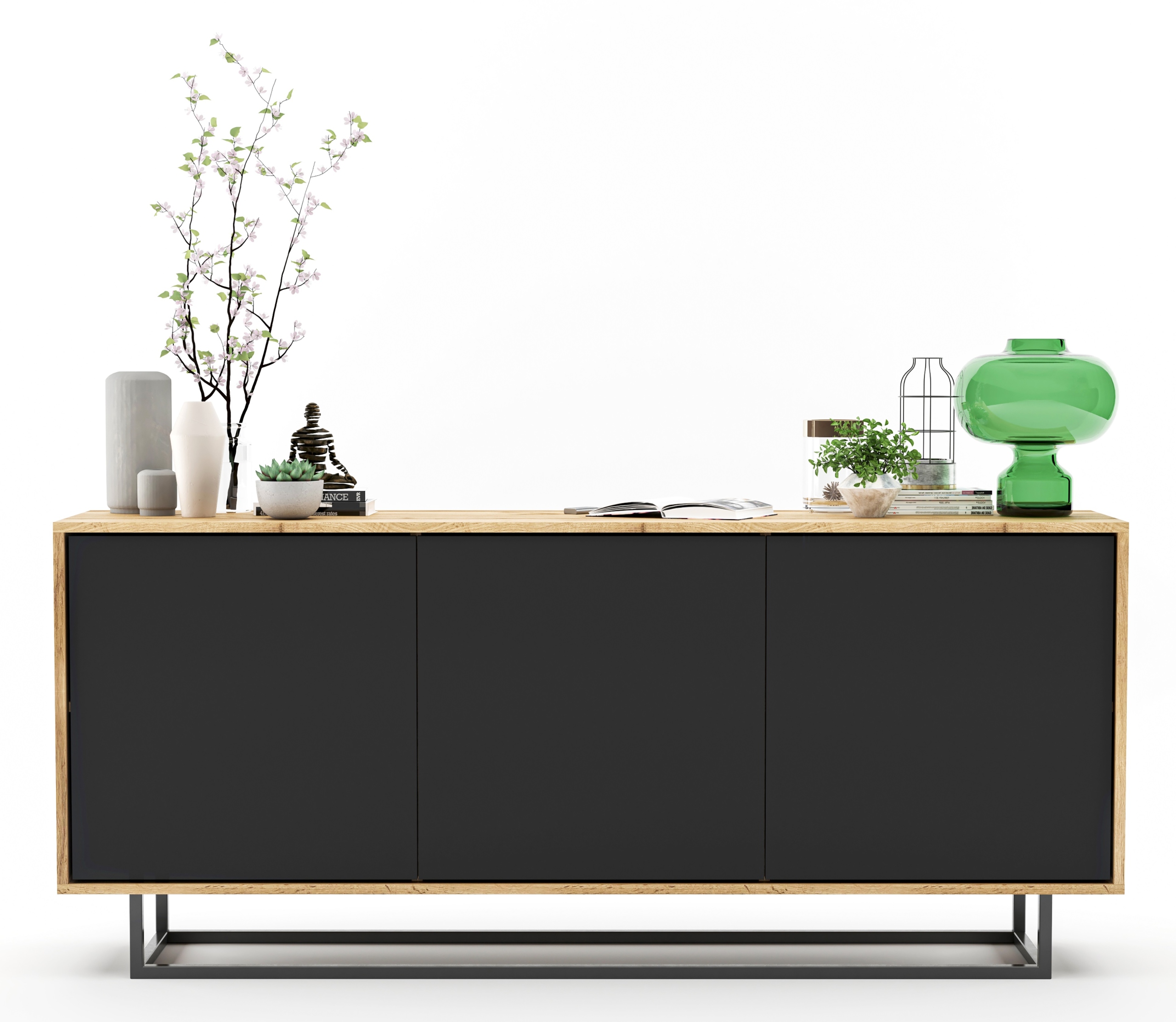 Komoda szafka RTV Loft czarny MAT 168cm wotan