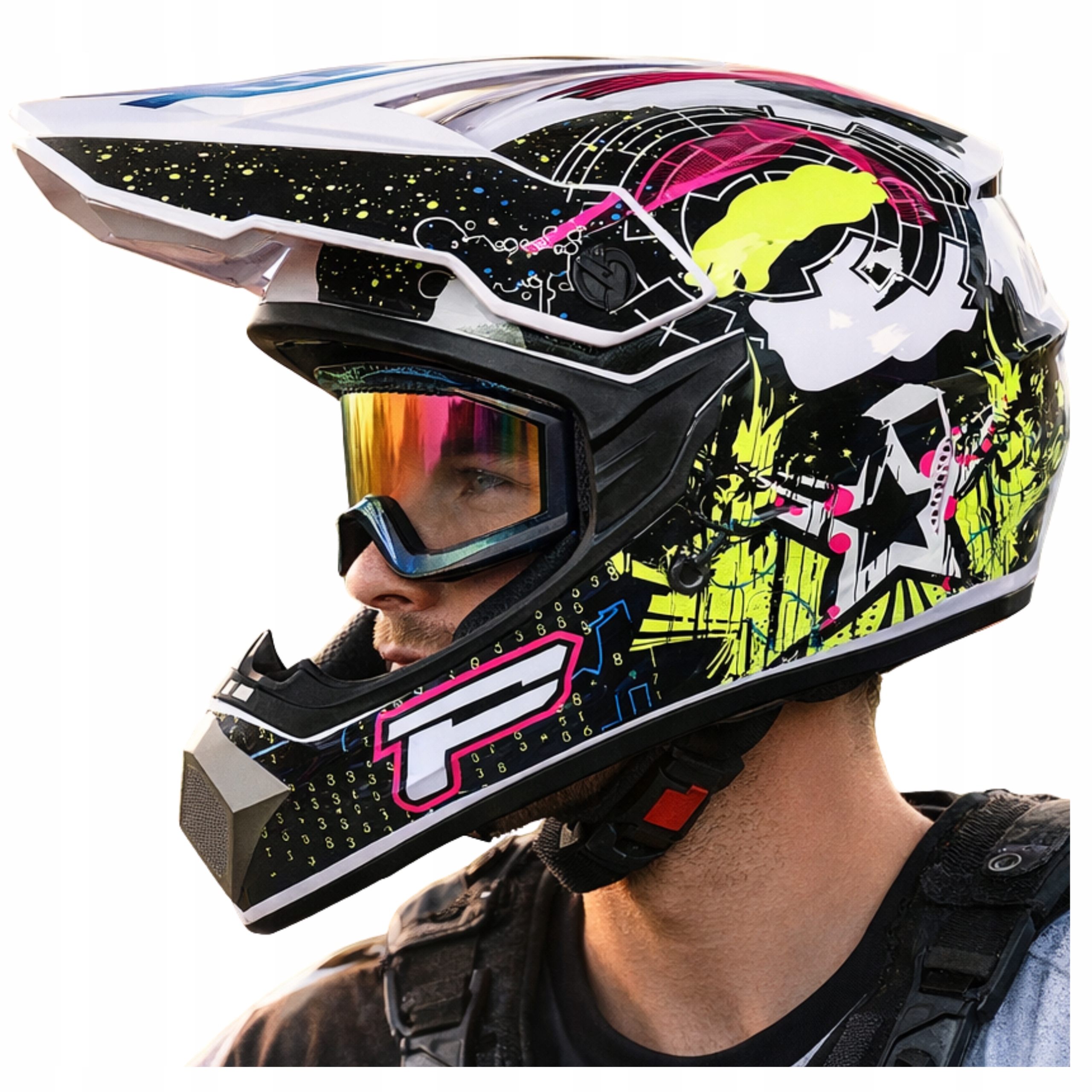 Kask Motocyklowy Młodzieżowy Na Motor Crossa Quada Gwiazda Grafiti Rozmiary