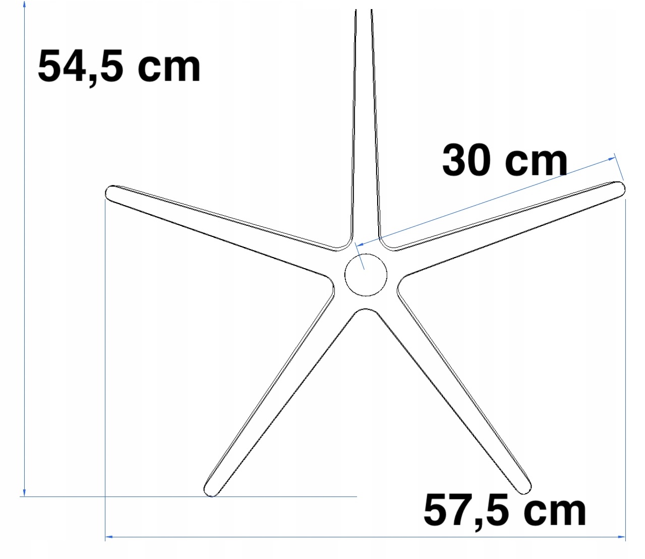 SOLIDNA Podstawa FOTELA obrotowego STALOWA Krzyżak chromowany PFS122/600 Kolor srebrny