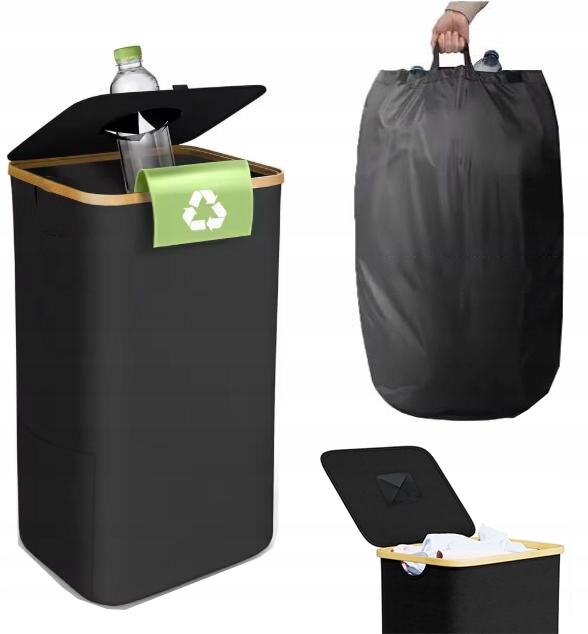 Skládací Pet nádoba na odpadky 100L s víkem a sáčkem na recyklaci, záloha, velká