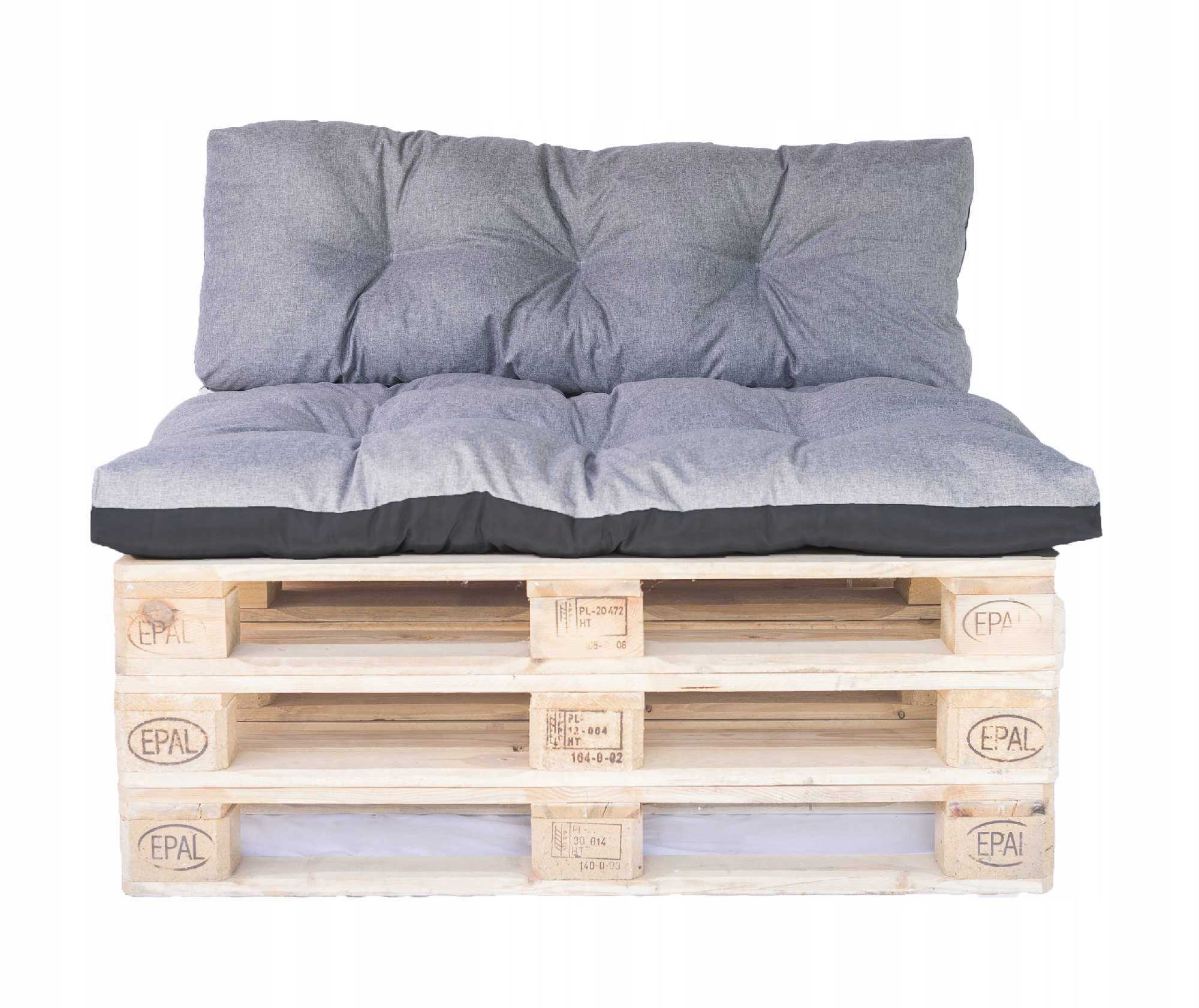 Poduszki ogrodowe na paletę 120x40 i 120x80 Komplet kolor Siwy Eko