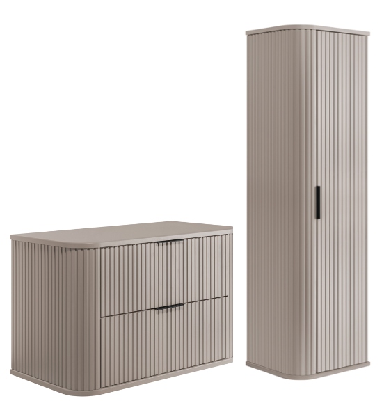 Závěsná koupelnová skříňka Sada 80,4 sloupků Kašmír Rýhovaná čela Mdf