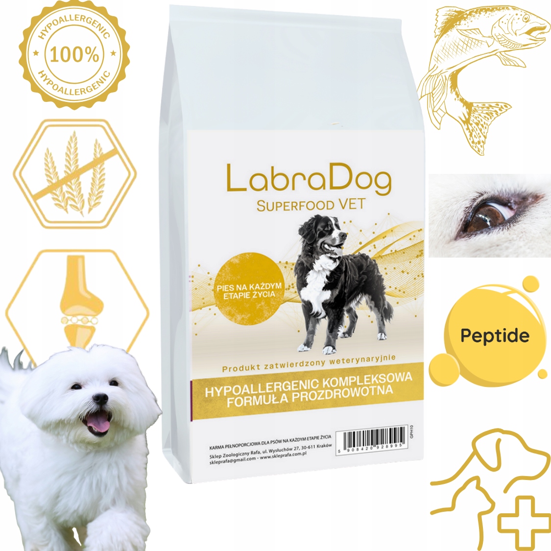 Levně LabraDog Superfood Puppy Hypoallergen Hydrolyzovaný losos maltézský 1,5 kg