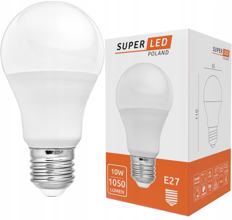 Żarówka LED E27 10W = 100W kulka CCD PREMIUM MOCNA