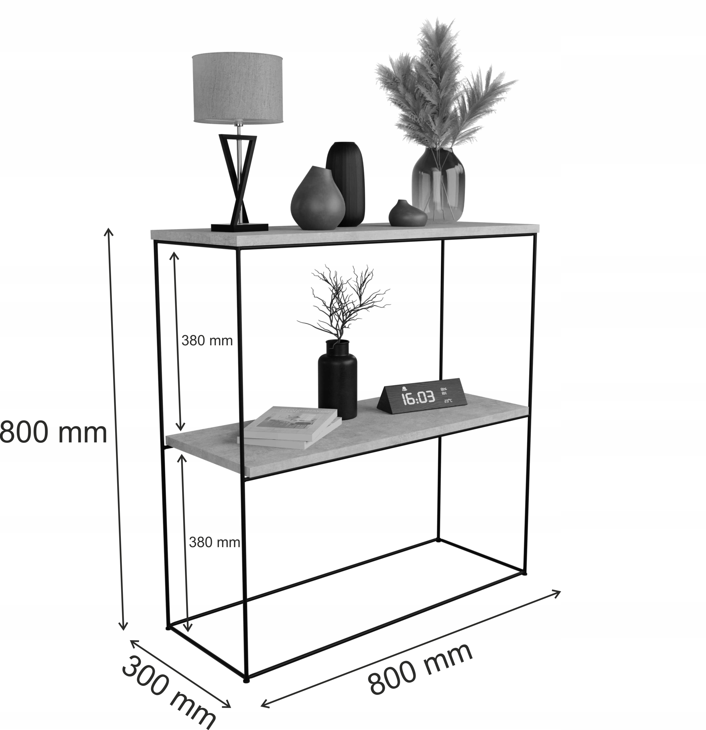 Nowoczesna Konsola Podwójna Przedpokój Loft 80x30x80 Czarna+Biały Mat Marka FutuStal