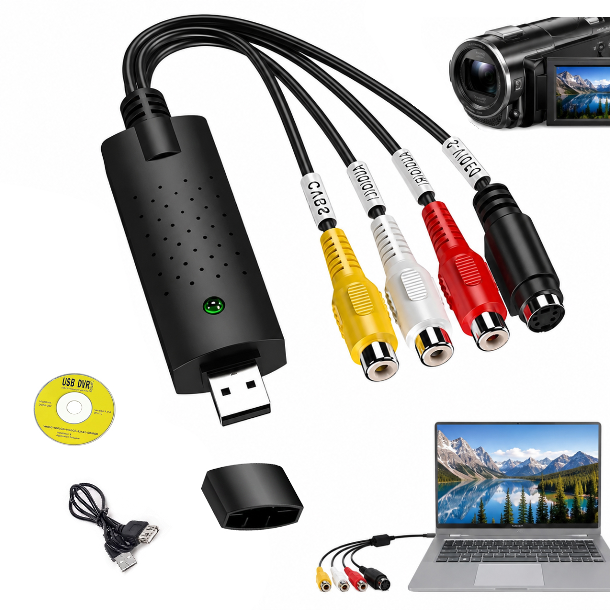 Grabber Video Usb Zgrywanie Z Kaset Wideo Vhs Kamer Pc Av