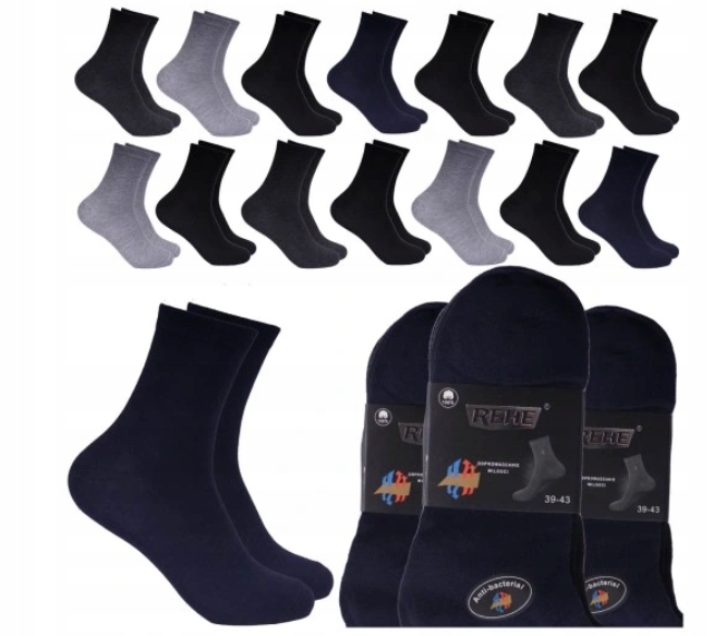 15x SKARPETY MĘSKIE gładkie Eleganckie Bawełniane Skarpetki KLASYCZNE 42-46