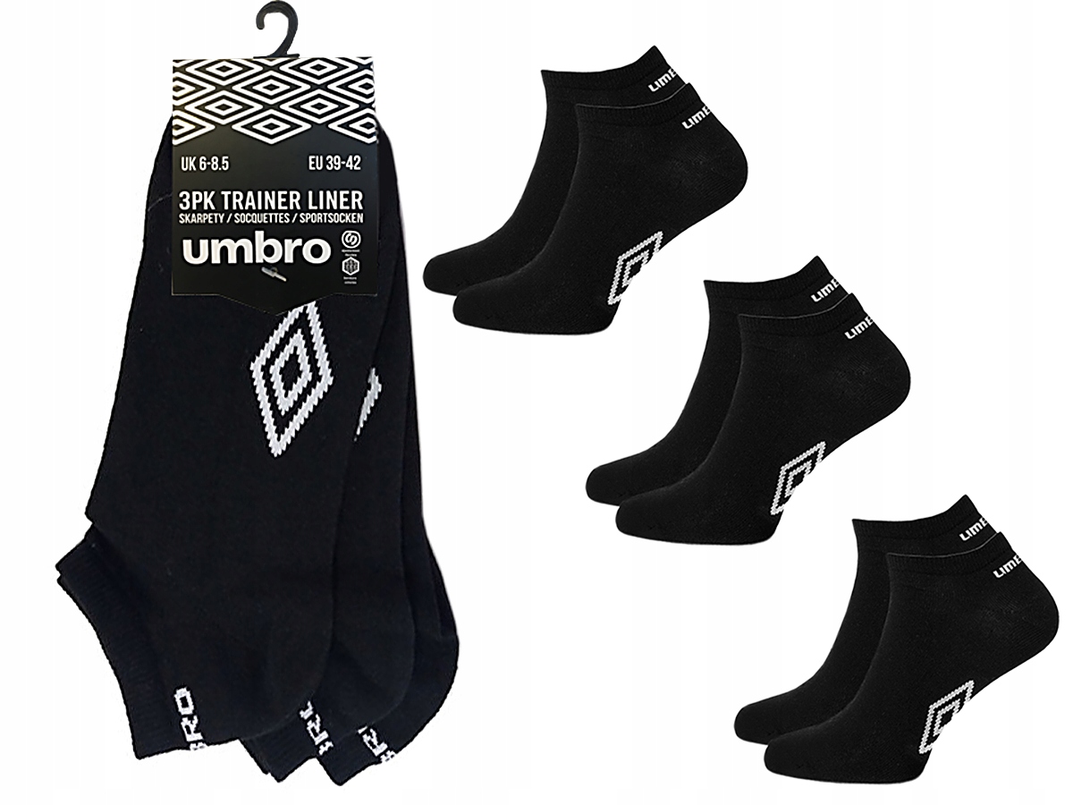 

Stopki damskie Umbro bawełna Czarne 3-PAK , 35-38