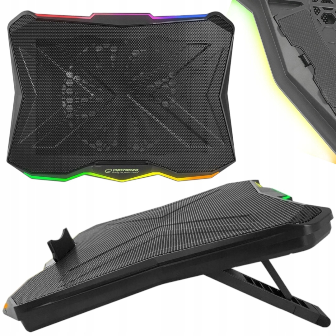 Podstawka Chłodząca Pod Laptop 17'' Notebook Led Rgb Regulowana Cicha Mocna