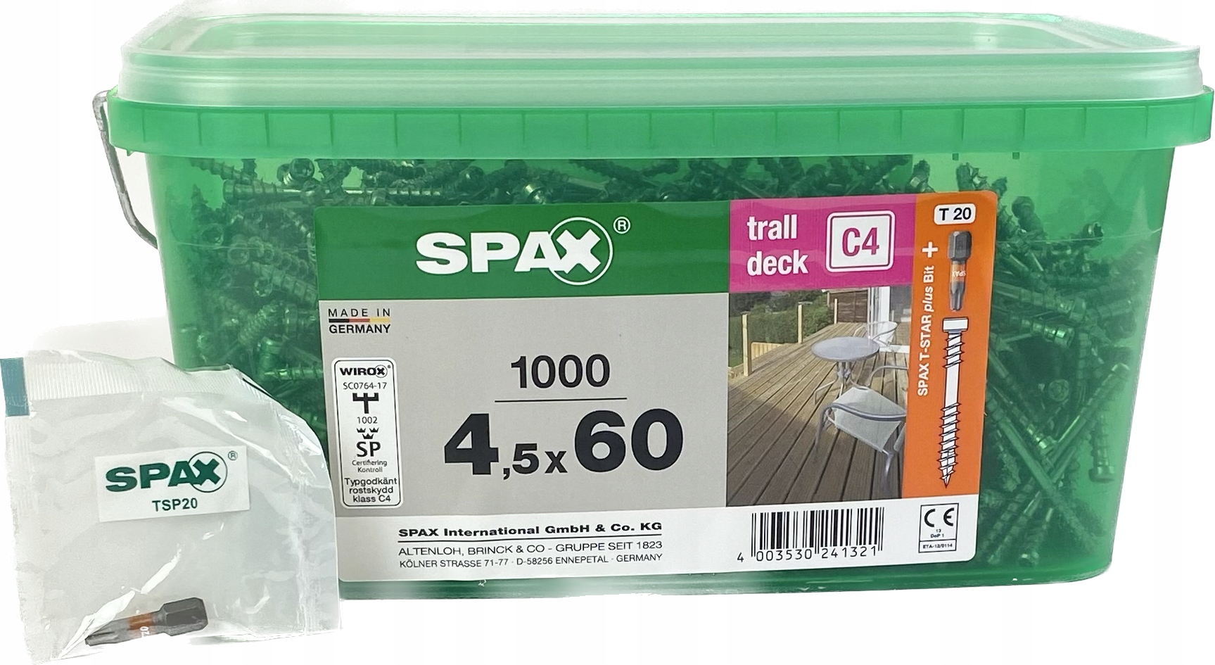 Šroub C4 pro terasovou desku 4,5 x 60 mm 1000 ks Bit