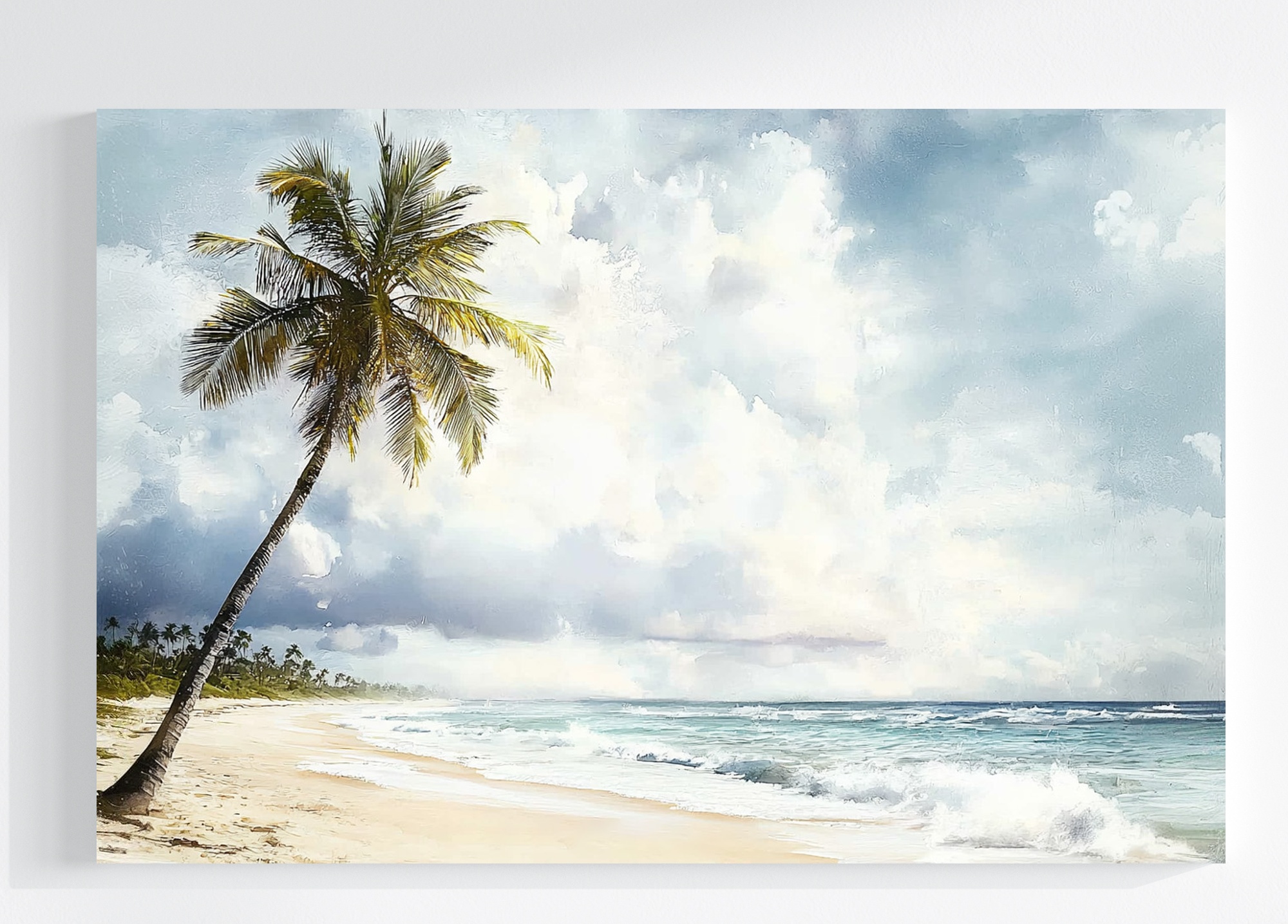 Obraz Na Plátně Canvas Krajina Palma Oceán Tropická Pláž Vlny 120x80