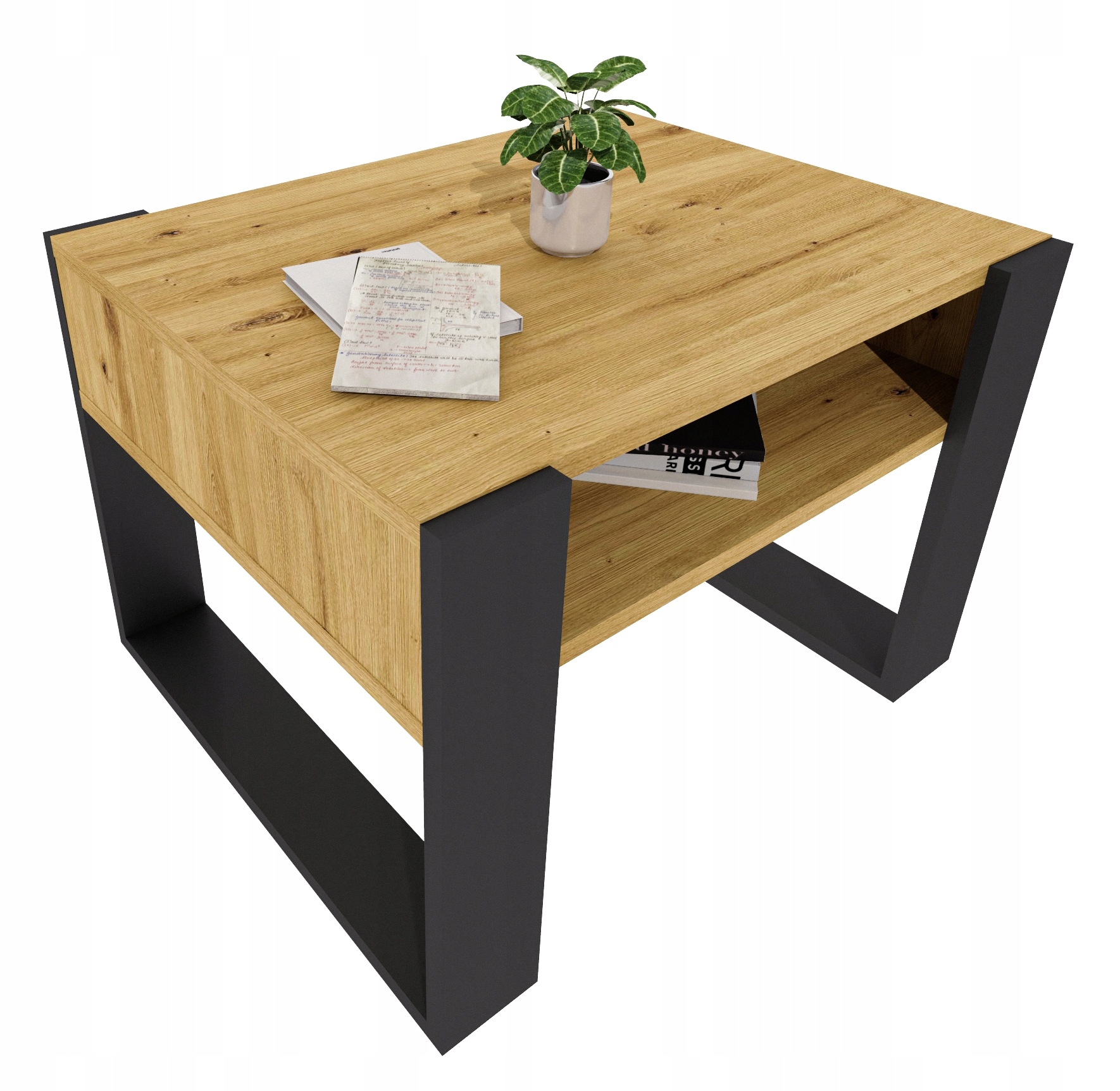 Kávový stolek lavice Karo 65 cm Dub Artisan/Černý loft 65x53,6x45