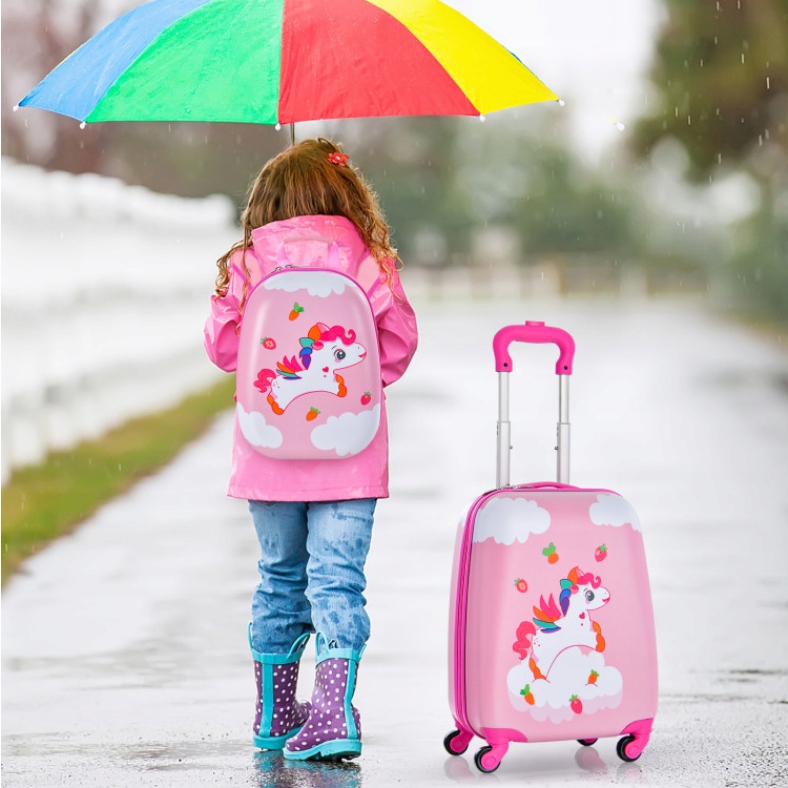 PLECAK + WALIZKA na kółkach DLA DZIECKA BAGAŻ PODRĘCZNY z wysuwaną rączką Szerokość produktu 32.5 cm