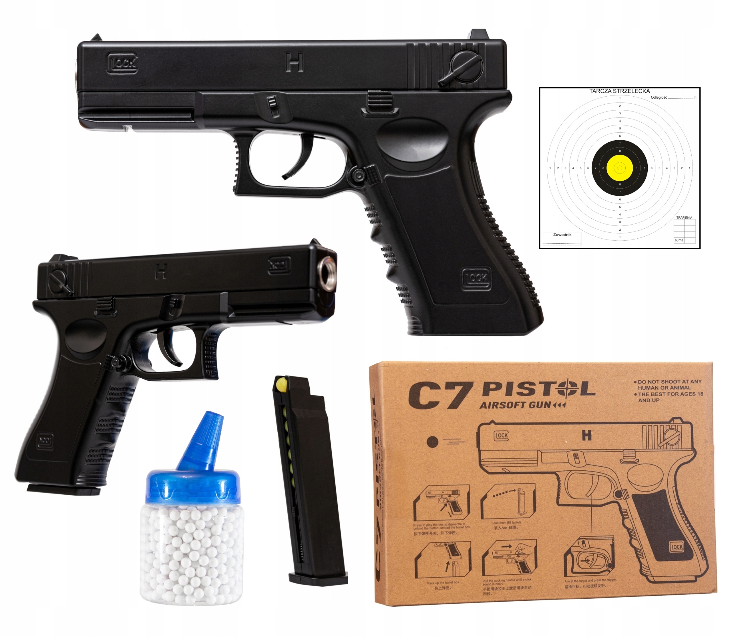 

Metalowy Pistolet Na Kulki Glock C7 1000 Kulek