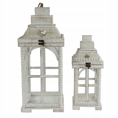 LATARNIA LAMPIONY DREWNIANE PREZENT 2SZT