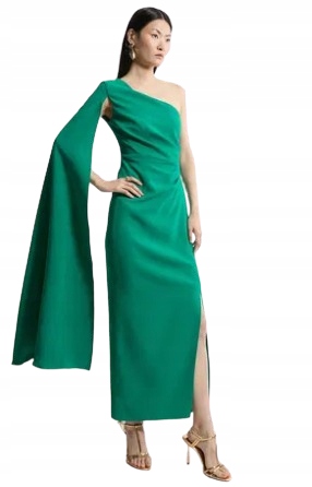 Karen Millen Zelená Šaty MIDI Na Jedno Rameno 34 B1Q