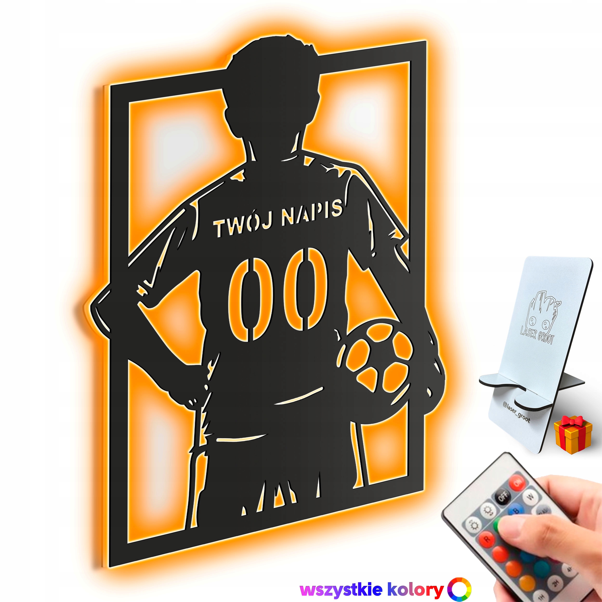 Noční Lampa Led Rgb Fotbal Fotbalista Jméno s číslem Pilot Dárek